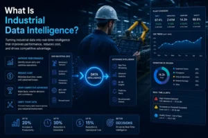 Industrial data intelligence platform showing real-time manufacturing analytics and AI insights